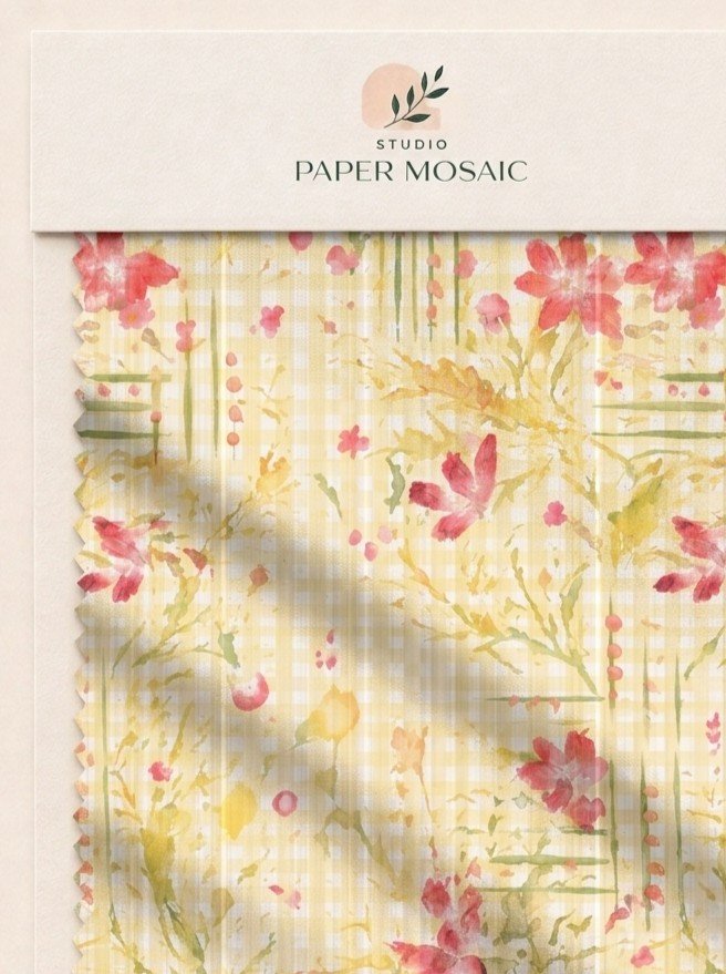 Pastel floral textile presentation