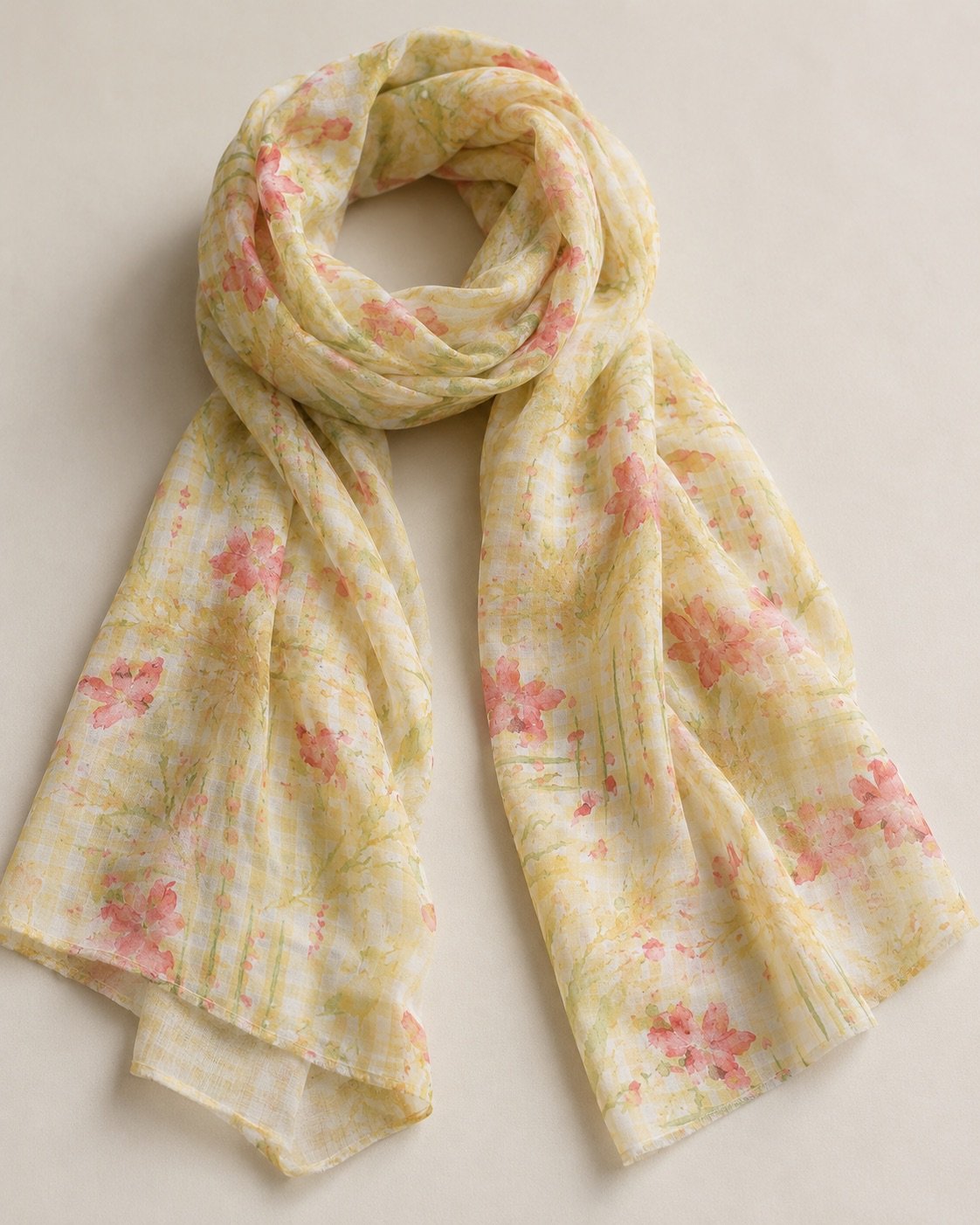Soft yellow floral scarf